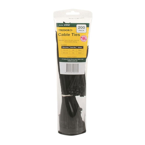 Tridon Black UV Stabilised Cable Ties Combo 200 Pack