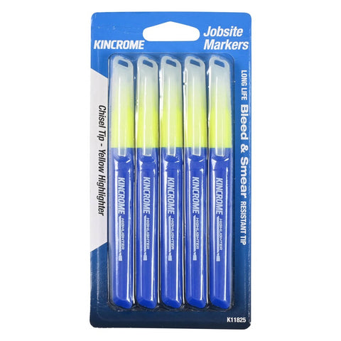 Kincrome Highlighter Chisel Tip Yellow (5 Pack)