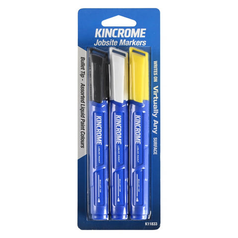 Kincrome Paint Marker Bullet Tip Assorted Colours (3 Pack)
